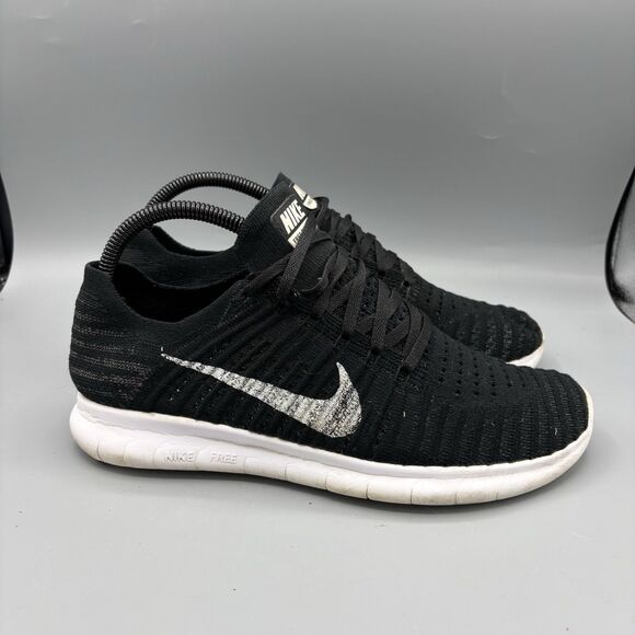 Nike Other - Nike Free Shoes RN Flyknit 831069-001 Men's Black White Running Size 8.5